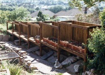 pitfall trap at foot of bench